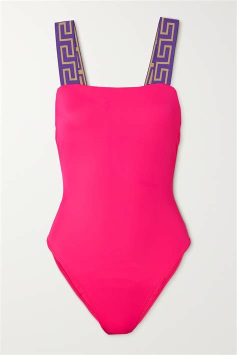 versace jacquard-trimmed swimsuit|Versace bathing suits.